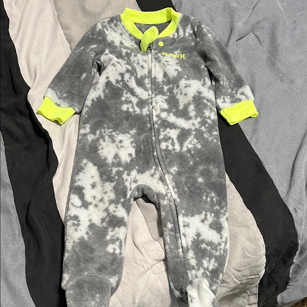 Hurley Gray and Yellow Athletic One Piece Footies